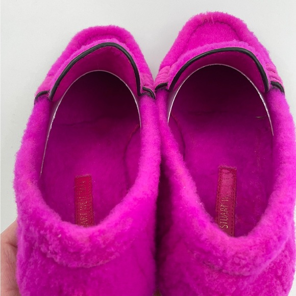 Stuart Weitzman RARE Bromley Spanish Shearling Lambs Wool Loafers Flamingo Pink - Picture 13 of 16